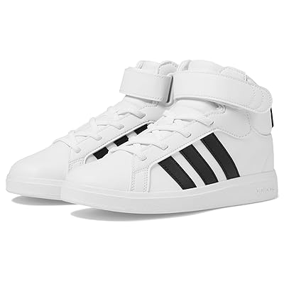 adidas Kids Grand Court Mid Shoes (Little Kid) Kids Shoes White/Black/White