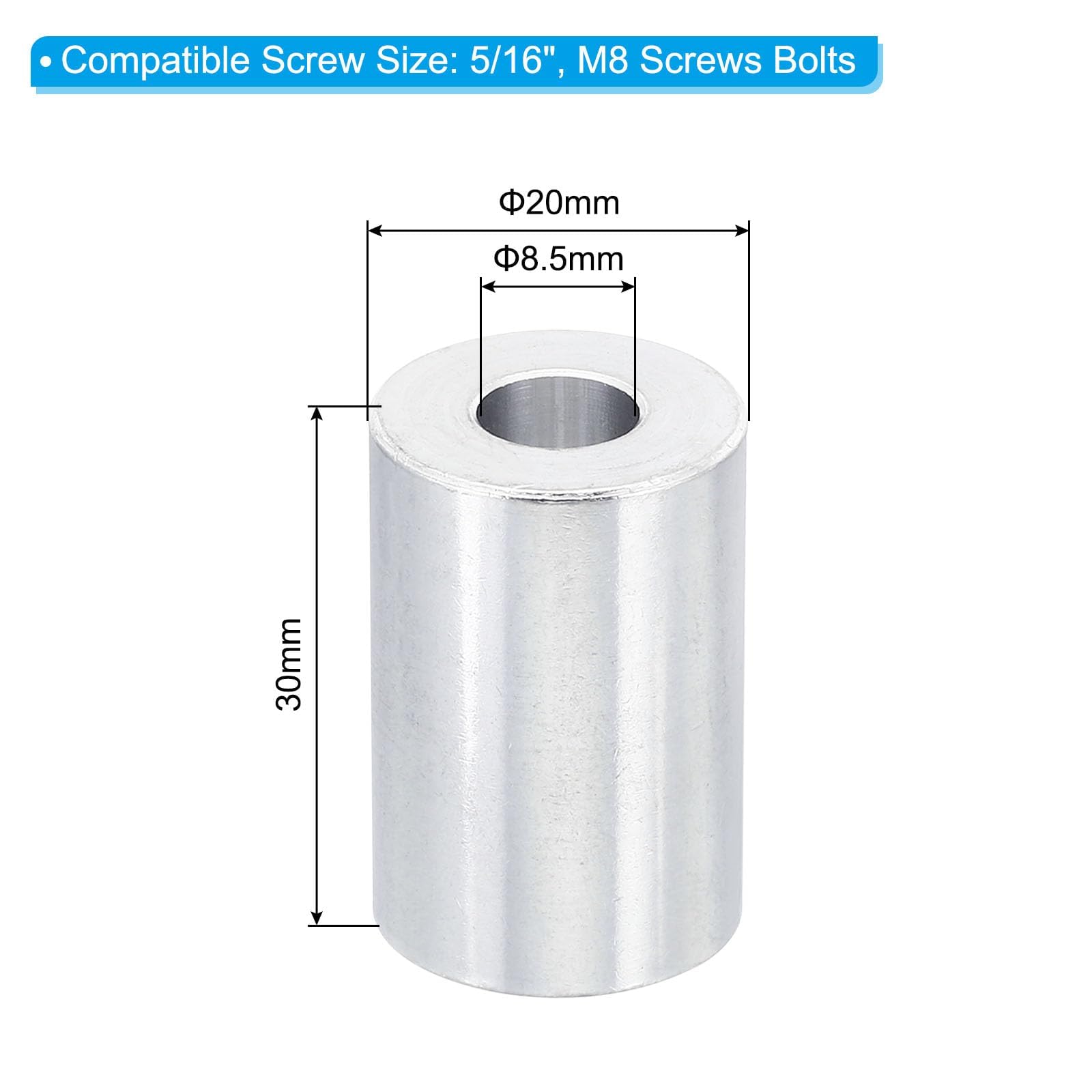 TA-VIGOR 5Pcs M8 Aluminum Spacer - Image 2