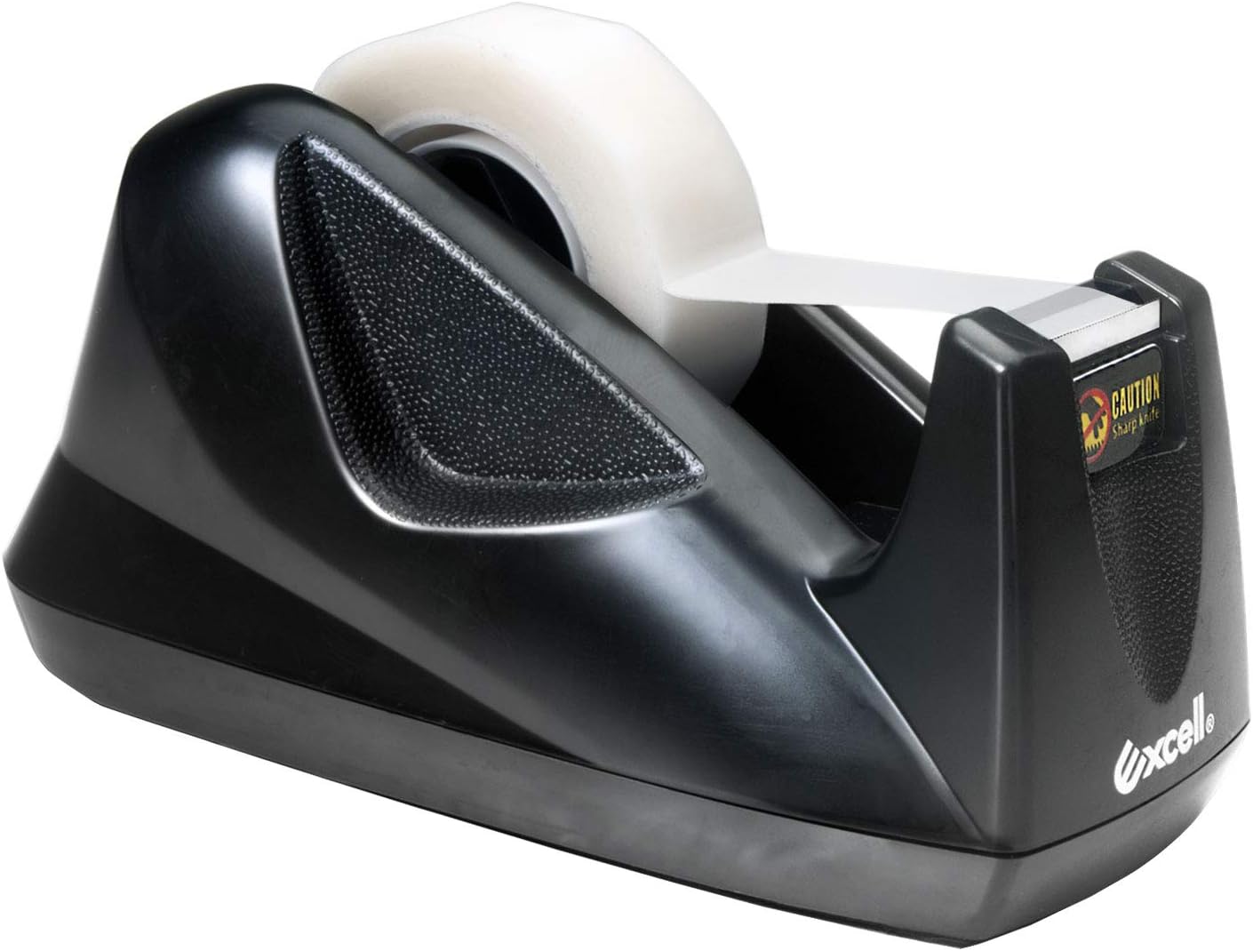 Excell EX-11419BK Desk Tape Non-Skid Base Dispenser 3pc, 3/4" Wide, 1" Core, Durable Plastic Tape Holder, Heavy Duty Tape Dispenser, Weighted Tape Dispenser for Desk, Easy One Hand Use.