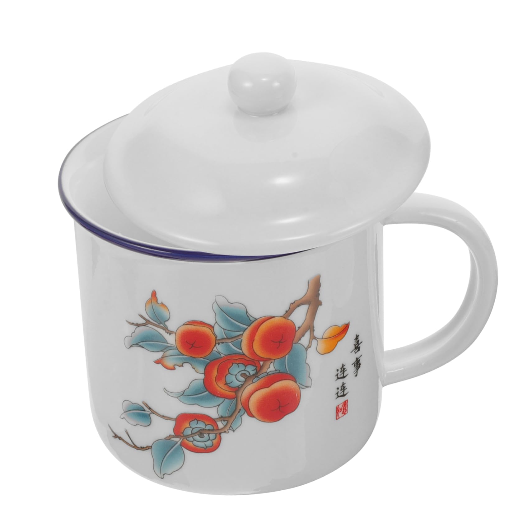 INOOMP 2stücke Retro Emaille Trinkbecher Mit Deckel Stilvolle Und Tragbare Wasserbecher Für Outdoor-aktivitäten Robuster Und Langlebiger Enamel Cup Für Festliche Anlässe Und