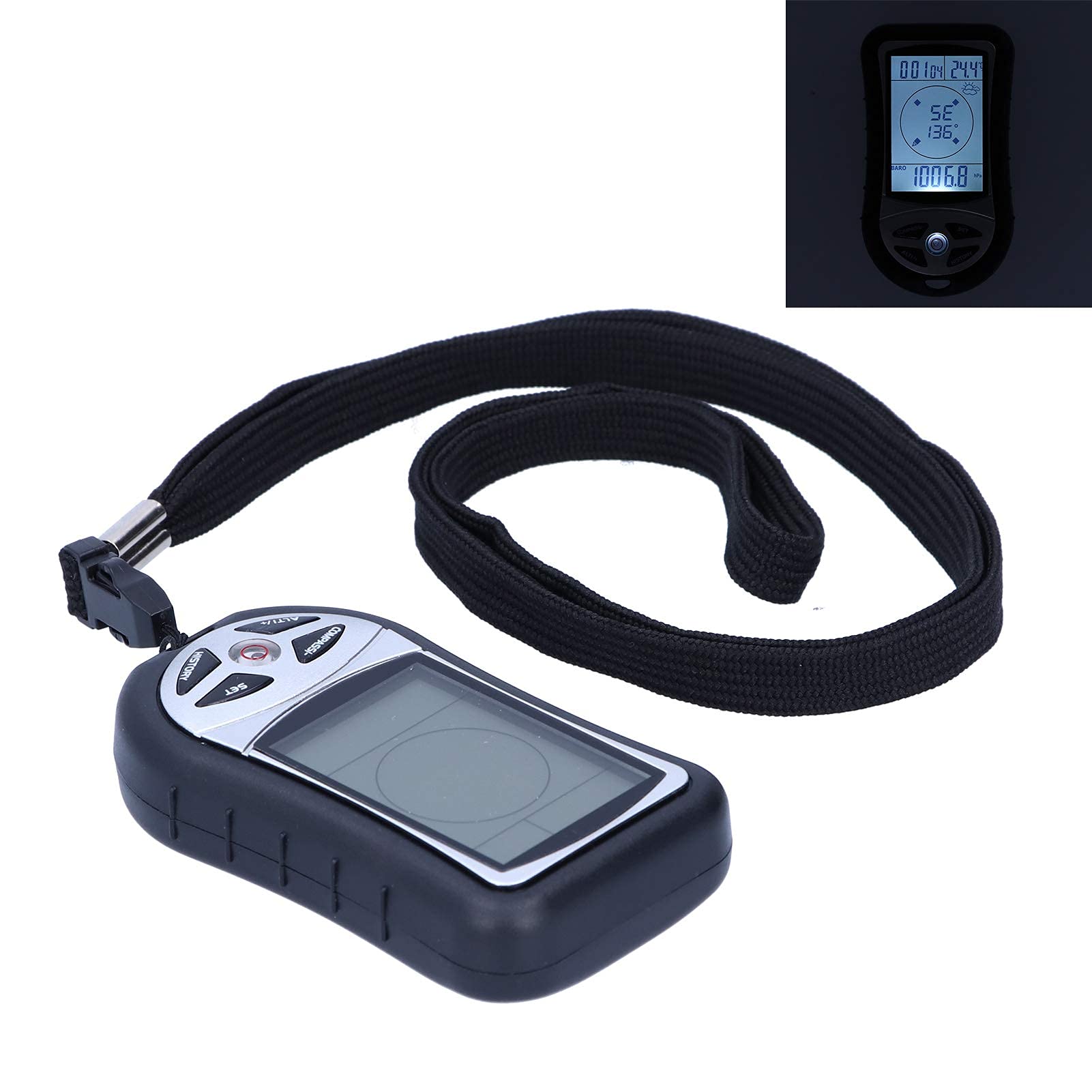 Altimètre numérique, multifonction LCD boussole altimètre baromètre thermomètre extérieur compteur dispositif avec lanière