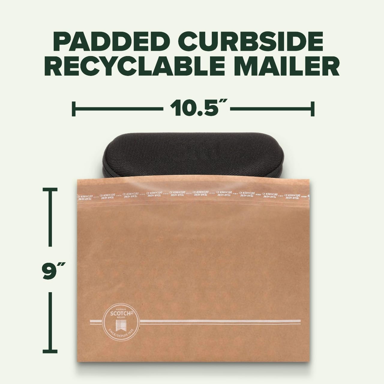 Scotch Curbside CR-2-1 Lot de 100 enveloppes rembourrées recyclables, 26,7 x 22,9 cm, protection similaire aux enveloppes à bulles traditionnelles