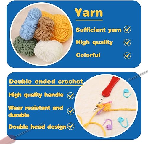 Miniatura 5 de Fadoub Kit de ganchillo para principiantes, kit de ramo de ganchillo, kit de ganchillo para principiantes para adultos, kits de inicio de ganchillo