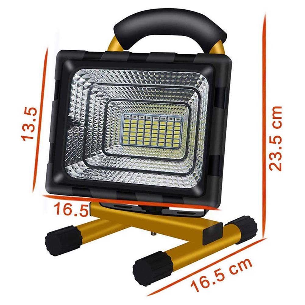 Faretto LED Ricaricabile, Faro LED Portatile, 100W 56 LED 8000 lumen, Proiettore da Cantiere LED con telecomando, Lamp da Lavoro Carica i dispositivi mobili tramite la porta USB, Lavoro continuo,9/20h