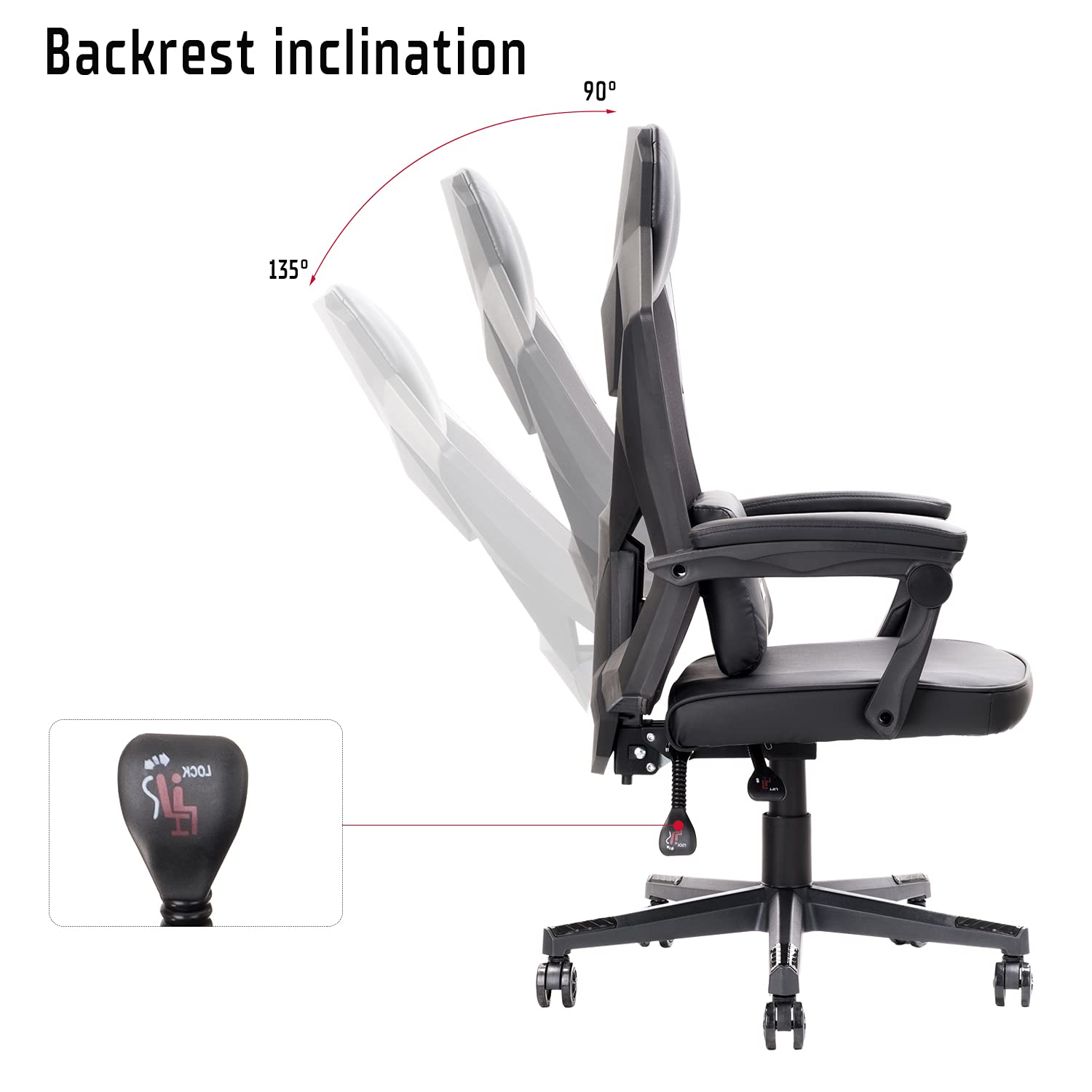 ITEK 4CREATORS CF50 Sedia Gaming ergonomica Nero, schienale reclinabile e poggiatesta regolabili, supporto lombare, comfort e design, ideale come sedia ufficio, sedia per studio e poltrona per gamer