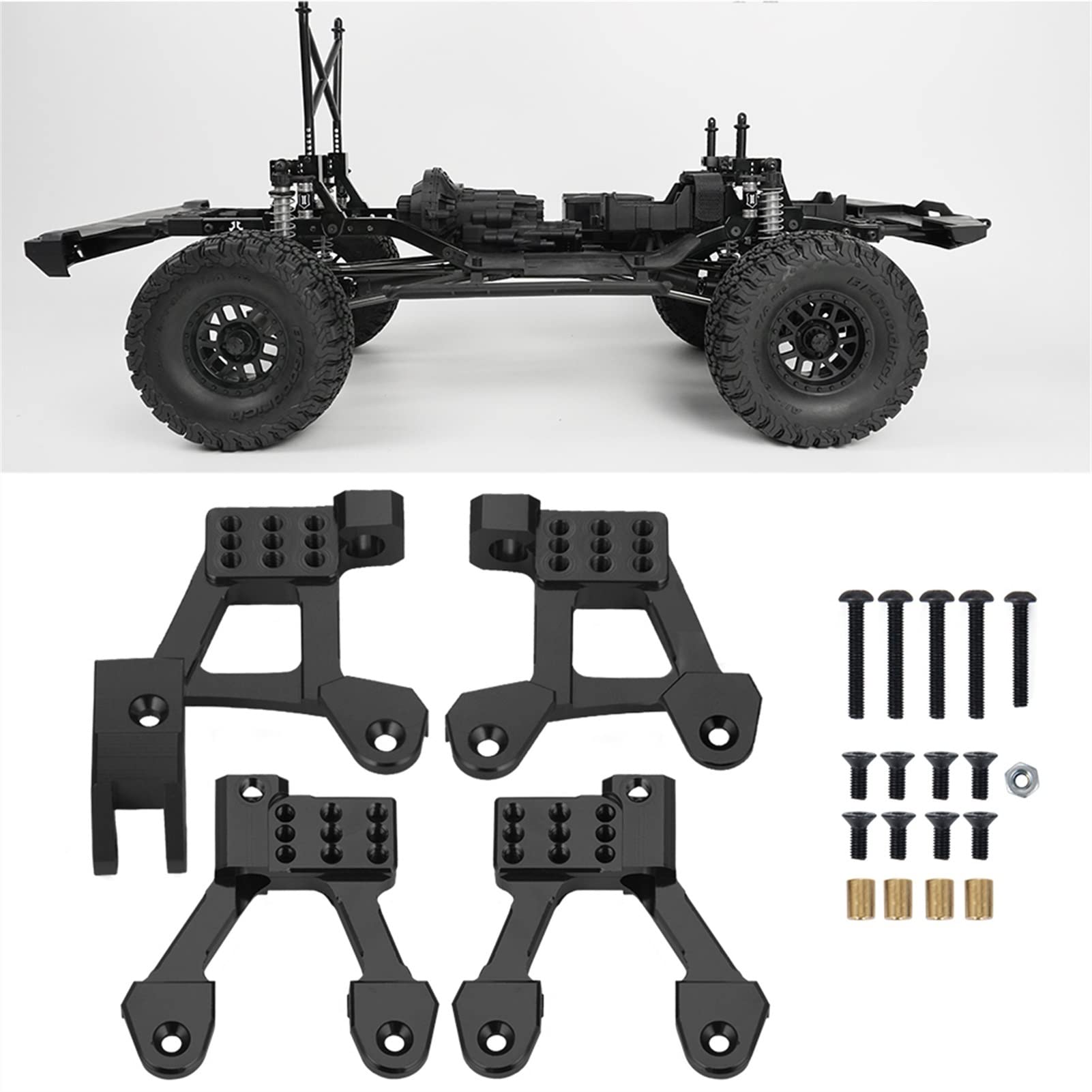 RC Car Metal Shock Mount tylne i przednie amortyzatory wieże 1:10 RC Crawler Axial SCX10 II 90046 Zdalny amortyzator samochodowy(Schwarz)