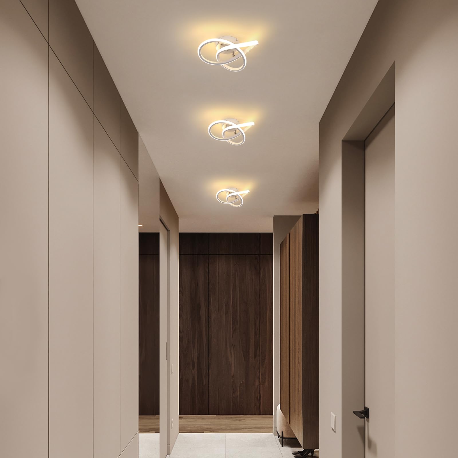 Comely Plafonnier LED Moderne, Lampe de Plafond 30W 3375LM en Forme de Fleur Créative, Plafonnier Luminaire pour Chambre à Coucher, Couloir, Cuisine, Salle de Bain, Blanc Chaud 3000K, Blanc