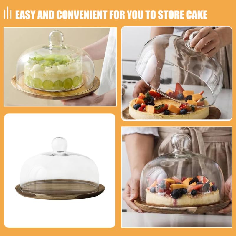 Amosfun Kuchenform Klare Tortenabdeckung Vorspeisenteller Hohe Kuchenkuppel Butterblockabdeckung Käseschmelzkuppel Cupcake-Display-tablett Käseglocke Kuppel Tortenständer Deckel Glas