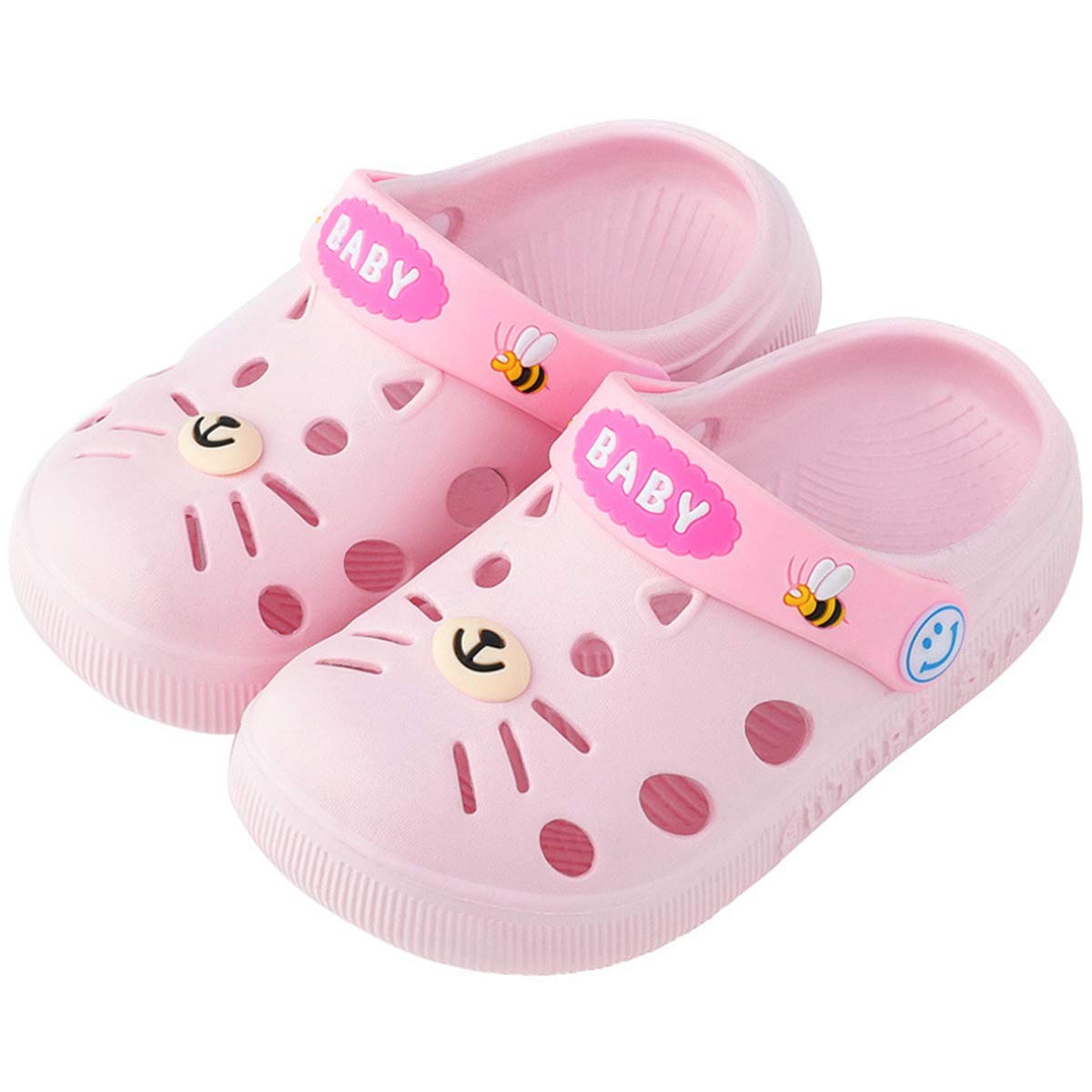 Babywear Outlet Summer Children's Non-slip Hole Shoes Indoor And Outdoor Cartoon Pattern Cute Sandals (Pink, 23EU)