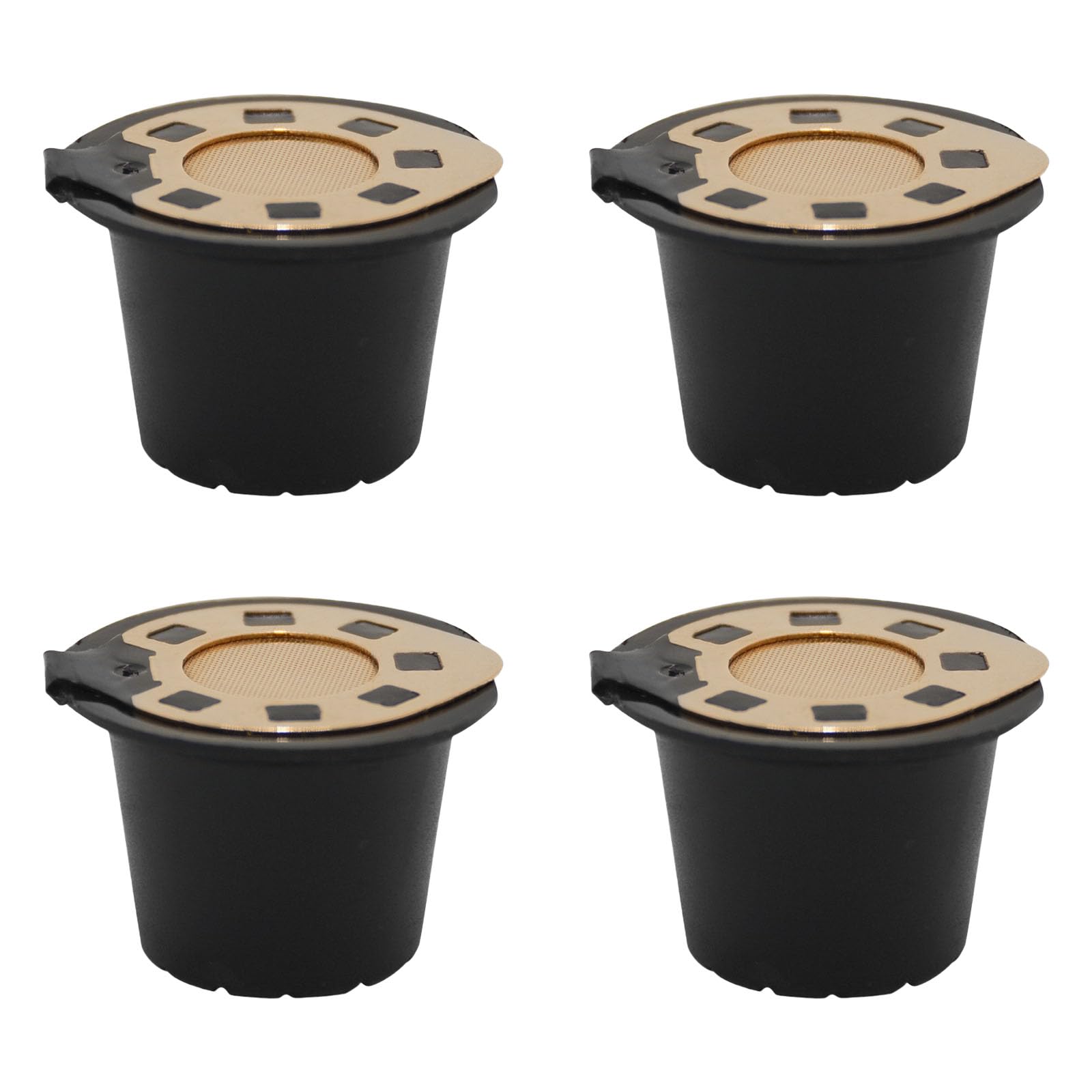 Xjdzineq Of 4 Refillable Coffee Pods with Stainless Steel Lid Filter Accessories with Tamper Espresso Machine Parts Stainless Steel Pods