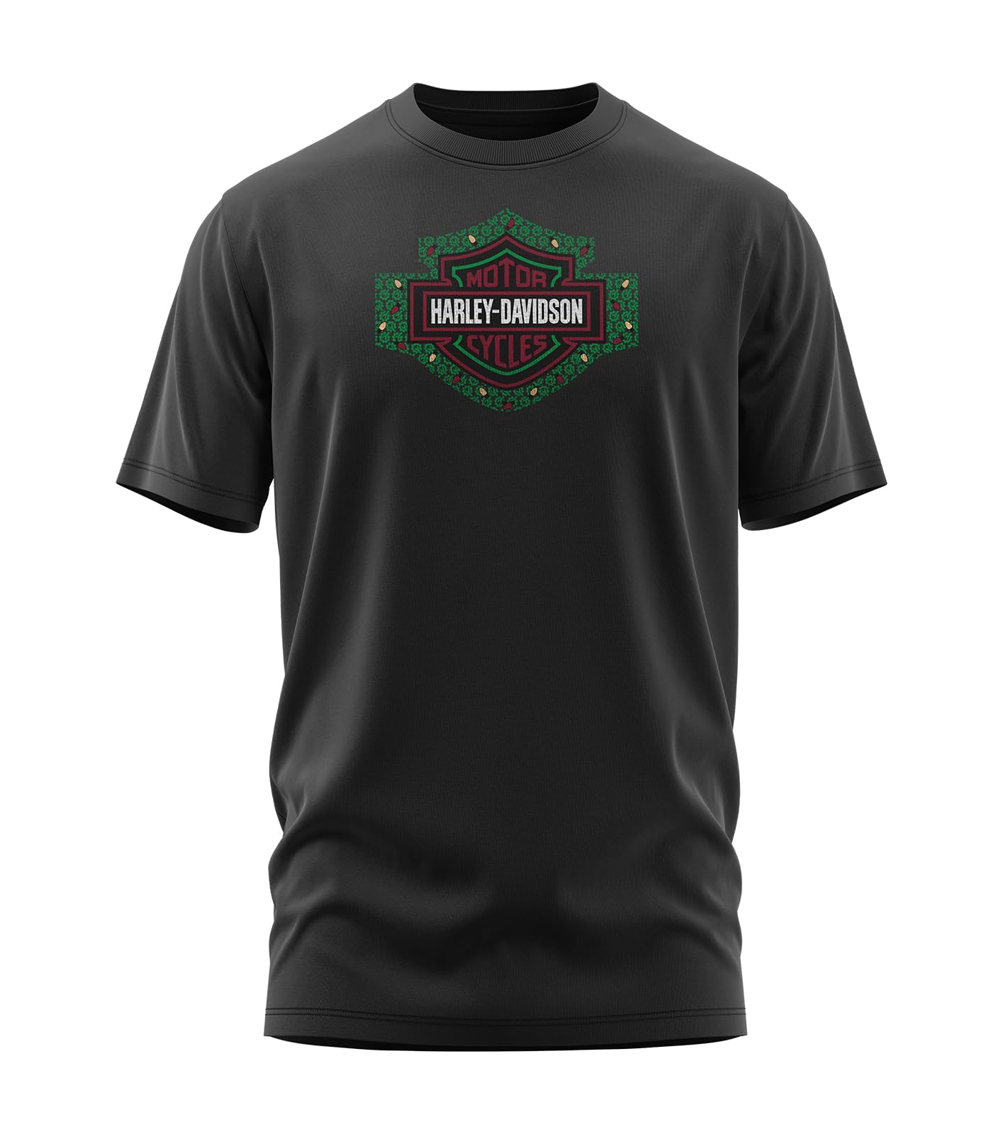 Harley-Davidson Military, Custom Military Overseas Tour, Christmas Lights T-Shirt, Charcoal, XL