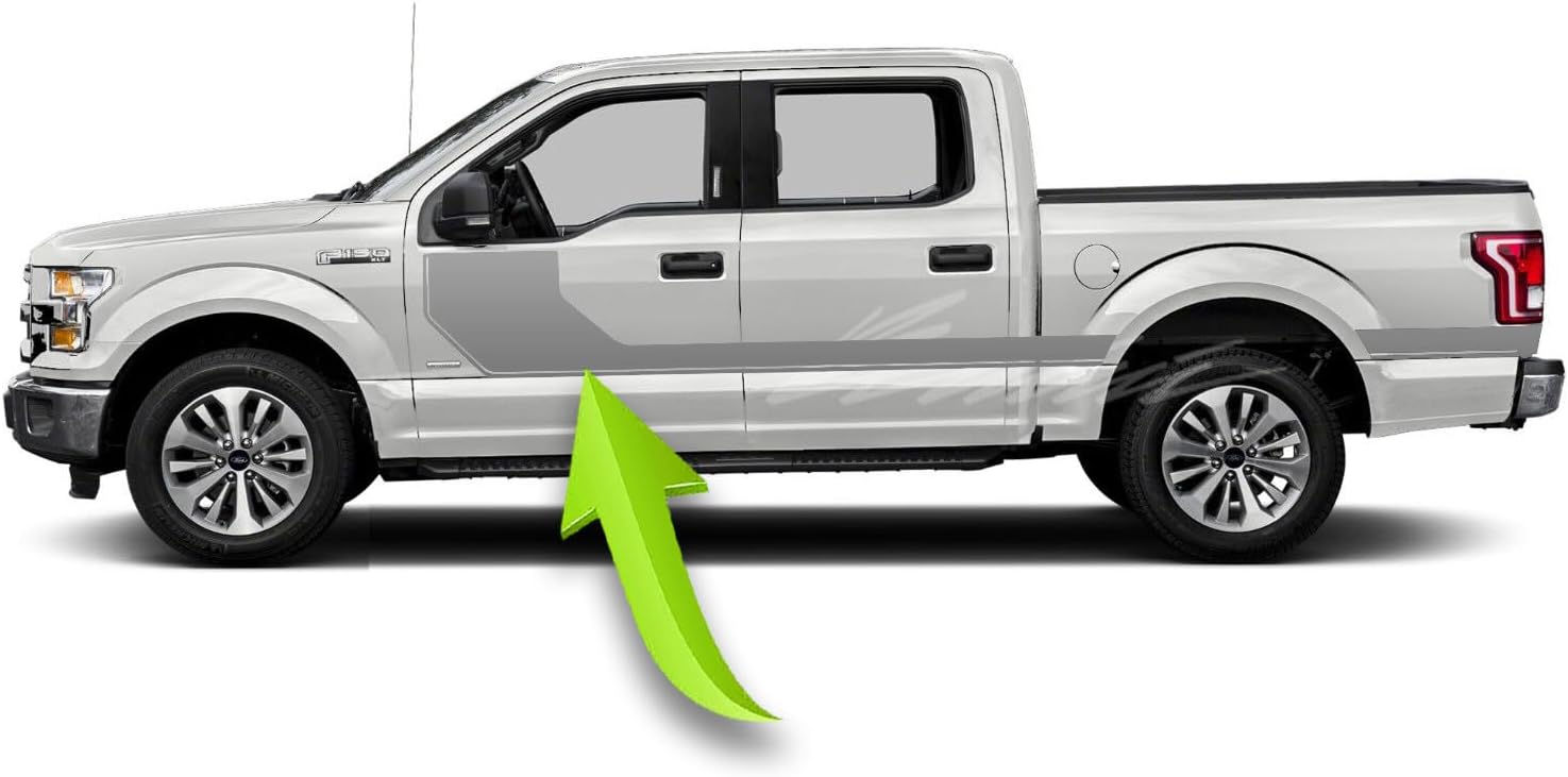 Side Door Hockey Stick Stripe for with Ford F-150 F150 2014 & Up Racing Side Vinyl Stripes Graphics Vinyl Decals Sticker Both Sides (Gloss Black)