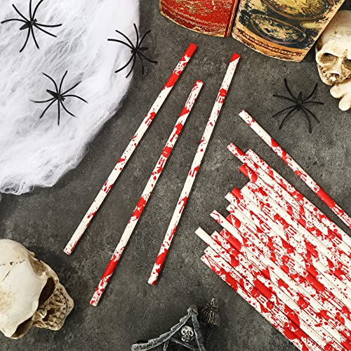 Pitillos de papel para Halloween 200 piezas rojo y blanco miniatura 7