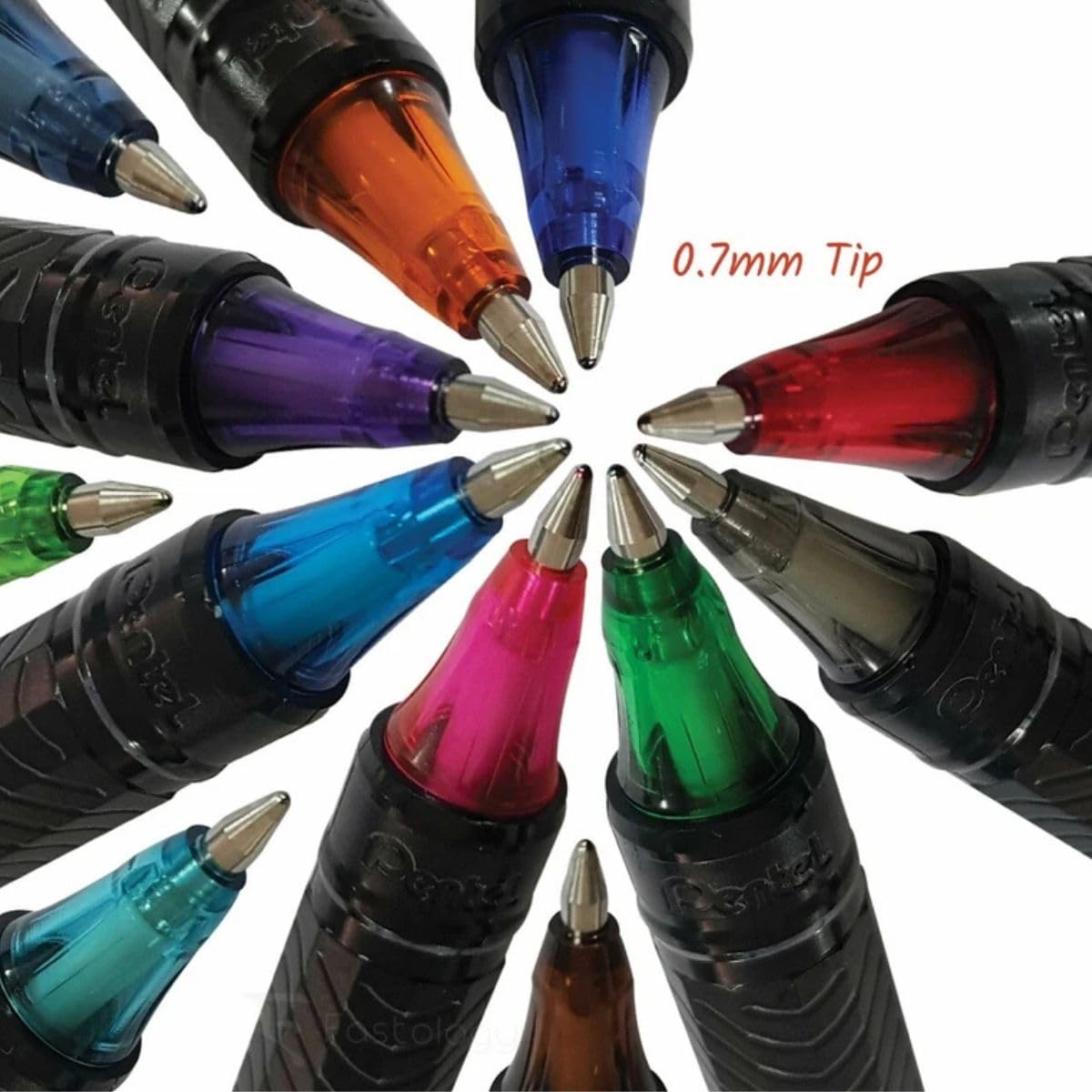 Pentel EnerGel - Bolígrafo de gel de 0,7 mm, tinta de secado rápido para escribir sin manchas, bolígrafo de gel ligero para una experiencia de escritura suave, multicolor, paquete de 12 bolígrafos
