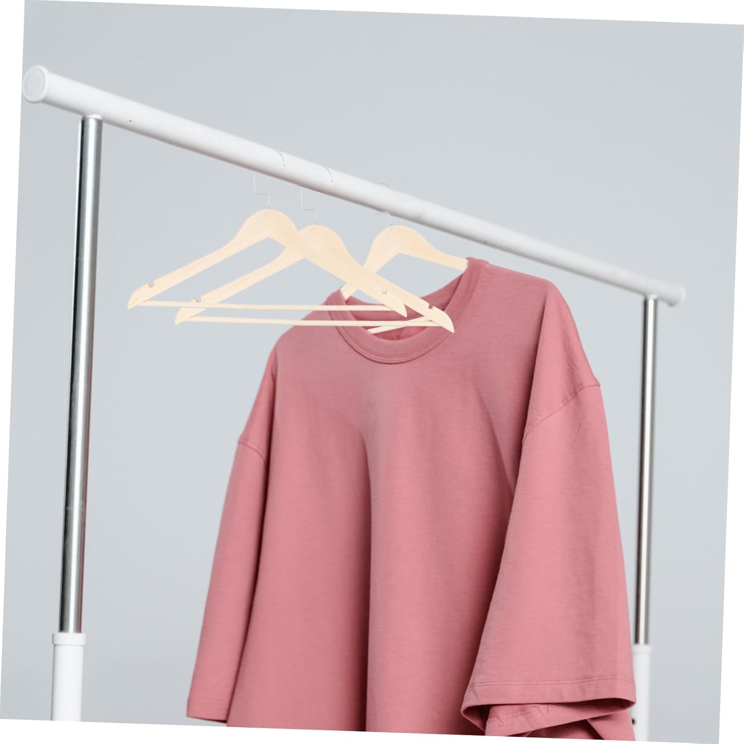 10Pcs Wooden Clothes Holders Non-Skid Smooth Finish Clothing Storage Hangers with Traceless Trousers Holders for Household Wardrobe and Clothing Store Use