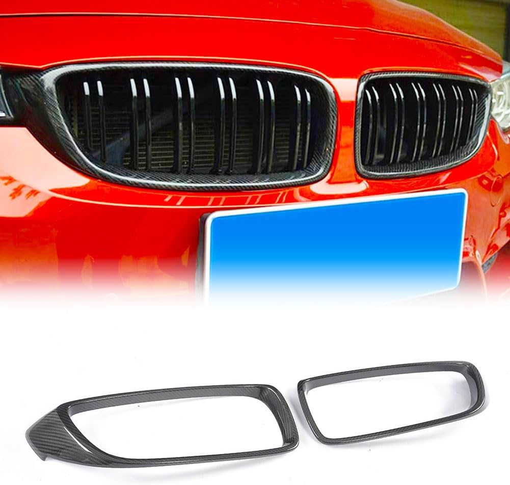 MCARCAR KIT Front Grille fits for BMW F80 M3 F82/F83 M4 2014-2019 Factory Outlet Dry Carbon Fiber Add-on Bumper Kidney Grill Frame Outline Cover Trim 2pcs