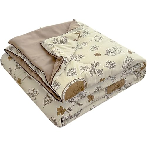 Floral Print Cooling Comforter for Hot Sleepers 78.74 × 59.06inch Lightweight Cotton Throw Blanket, Breathable Summer Quilt, Cold Touch Fabric Absorbs Body Heat for Night Sweats Sleeping (A)