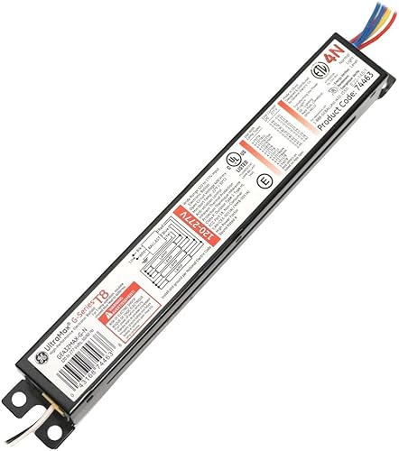 GE Lighting T8 UltraMax Proline - Balasto electrónico, uso residencialcomercial, 120-277 voltios, arranque instantáneo, alto rendimiento, compatible