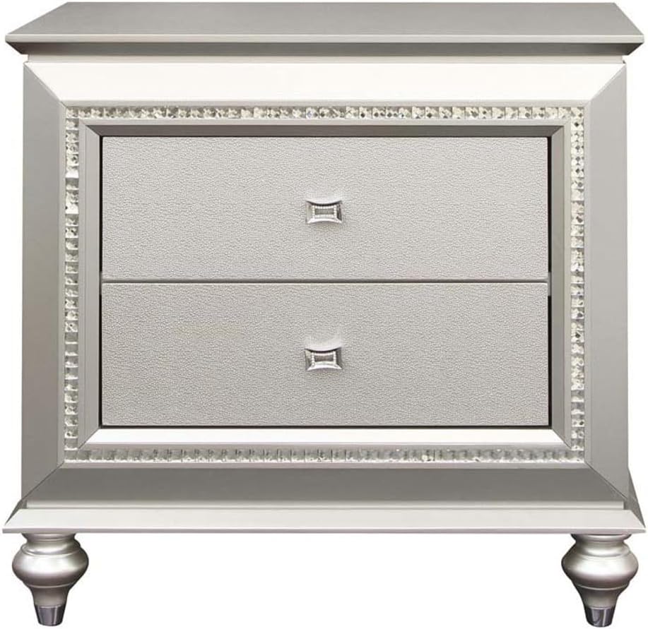 NewCosmos Acme Kaitlyn Nightstand in Champagne | 2-Drawer Contemporary Wood Rectangular Nightstand Champagne