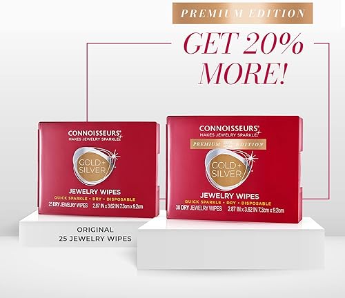 Miniatura 4 de CONNOISSEURS Toallitas compactas para joyas de edición premium, 20 % más, sin enjuague, limpiador de joyas de oro y plata, pule y elimina el