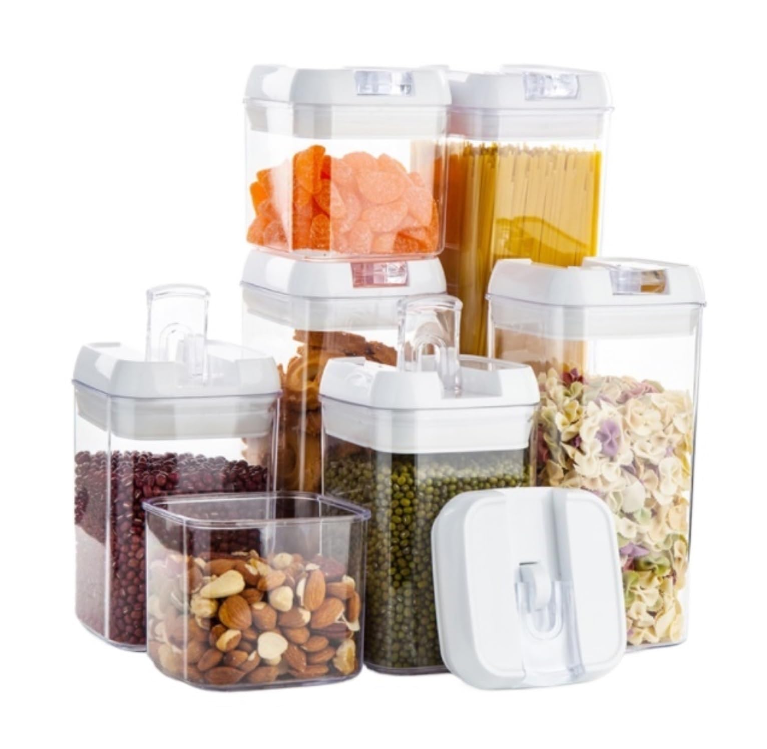 AMULONG Sweet Jars Apothecary 7 Set Food Storage Containers With Lid Acrylic Canister Jar For Rice Sugar Jars for Crafting