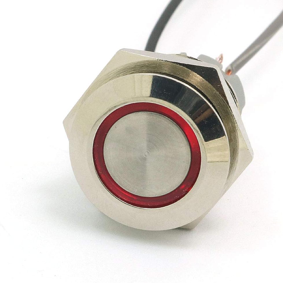 Hottest Sale WINGONEER 2psc 16mm 10A Momentary Switch Push Button Switch 12V DC Angel Eye LED Waterproof Stainless Steel Round Llight Switch - Red