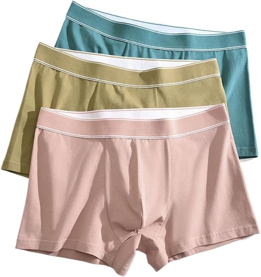 HBJWOV Combed Cotton Men's Underwear Cotton Mid Rise Men's Flat Angle Pants