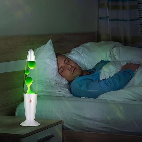 Miniatura 3 de Lámpara de magma verde con para adultos y niños, lámparas de movimiento líquido de 13 pulgadas, luz nocturna con base plateada y decoración de tapa