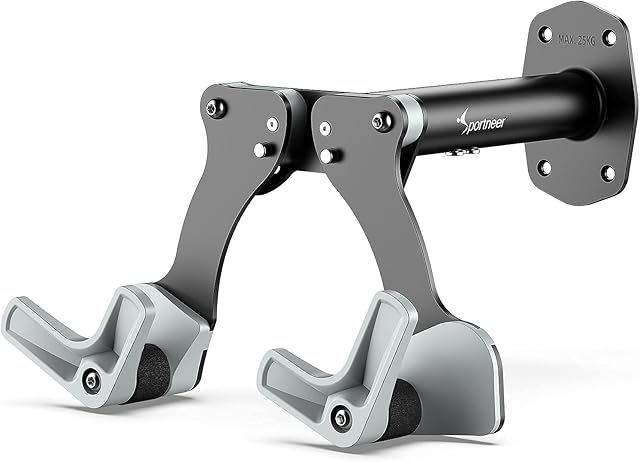 Sportneer Bike Wall Mounts, Aluminum Bike Rack with 5 Levels Adjustment Bicycle Wall Hanger Hook in Garage with wide handlebars (MAX 25KG) for Indoor Bike Storage Mountain Bikes or Hybrid Bikes