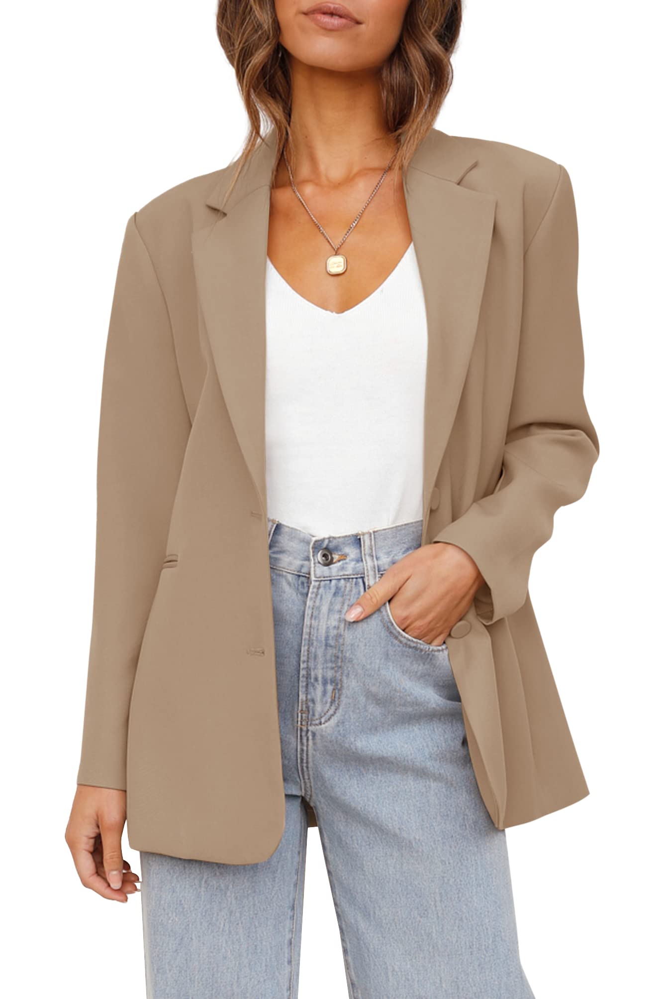 Women's Casual Blazers Long Sleeve Oversized Open Front Business Lapel Button Work Office
