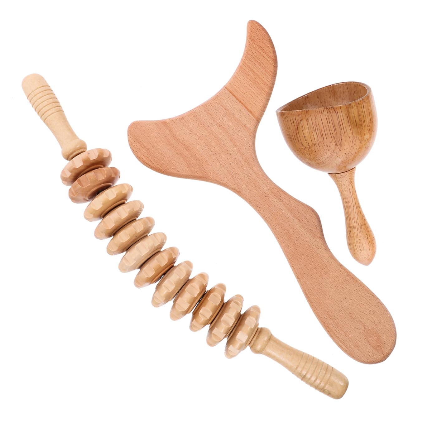 Ipetboom Masajeador Corporal Diseño Especial Portátil y Práctico de Madera para Esculpir y Aliviar Tensión Muscular Cuerpo Rodillo Ligero