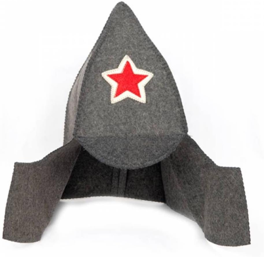 Budenovka Sauna Hat Gray Wool Felt Military Style Soviet Red Army Red Star USSR