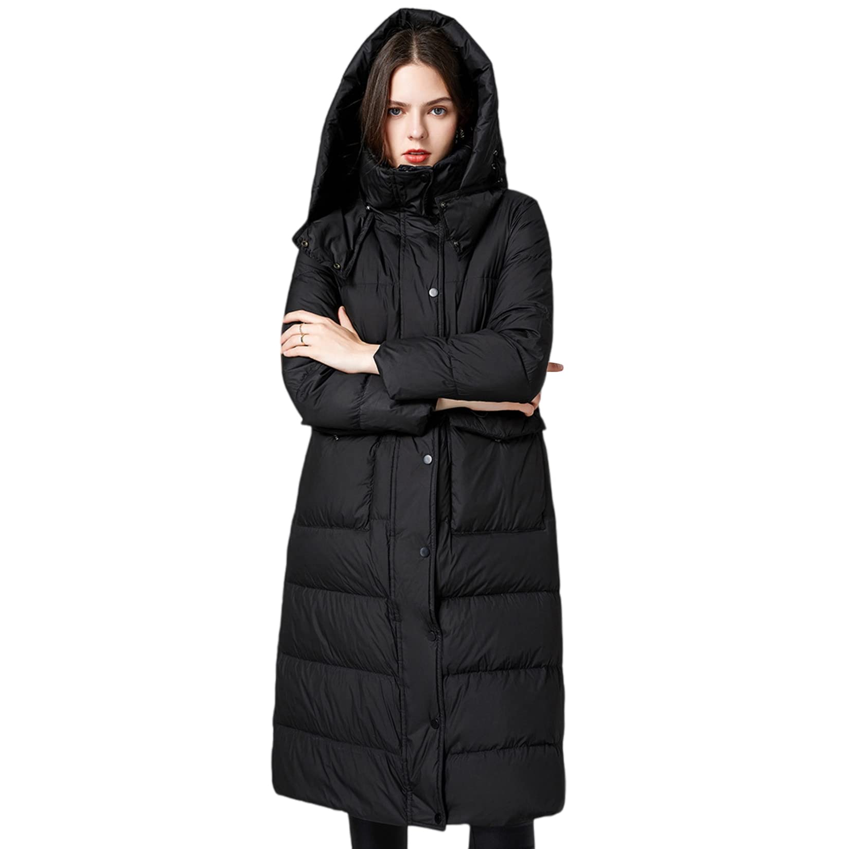Doudoune longue pour femme manteau hiver chaud capuche NaoSIn-Ni 800 Blanc