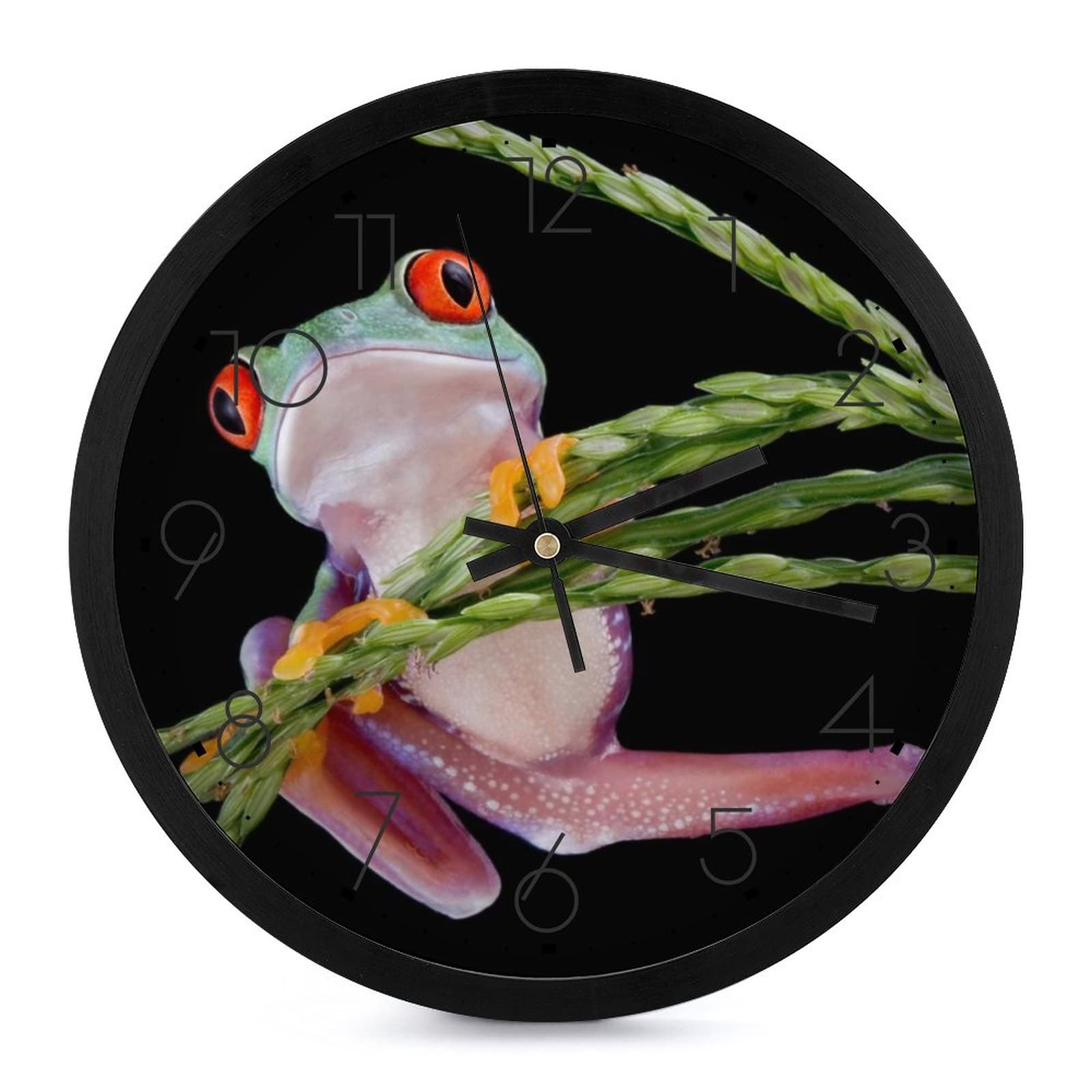 Horloge murale ronde grenouille arboricole avec grands chiffres de 25cm