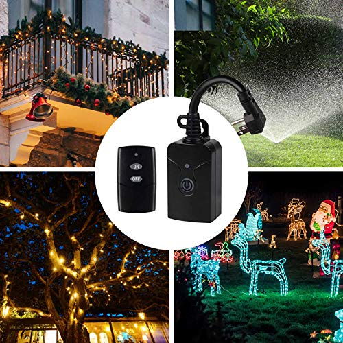 Hbn Outdoor Indoor Wireless Remote Control 3-Prong Outlet Weatherproof Heavy Duty 15 A Compact 1 Remote 1 Outlet With Remote 6-Inch Cord 100Ft Range Etl Listed (Battery Included) #TOP5