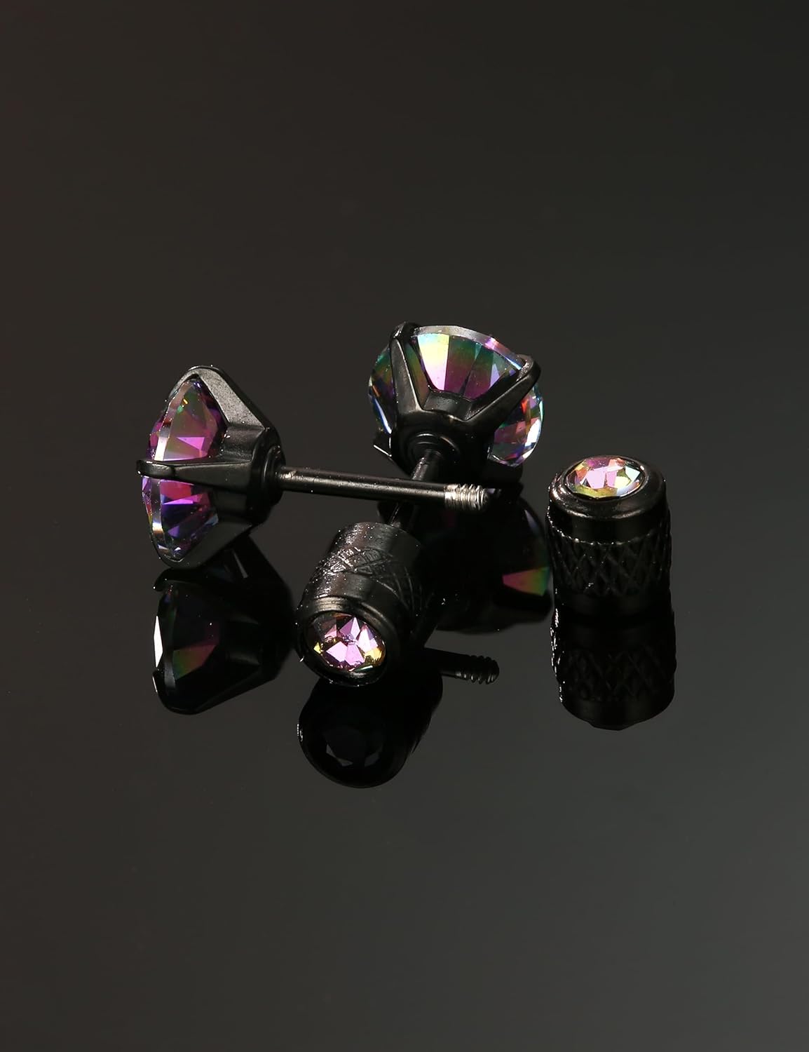 FIBO STEEL 6 Pairs Titanium Screw Back Earrings for Men Women Surgical Stainless Steel Stud Earrings Hypoallergenic Multicolor Double Side Earrings Piercing Sleeper Studs Jewelry 6mm - Image 6