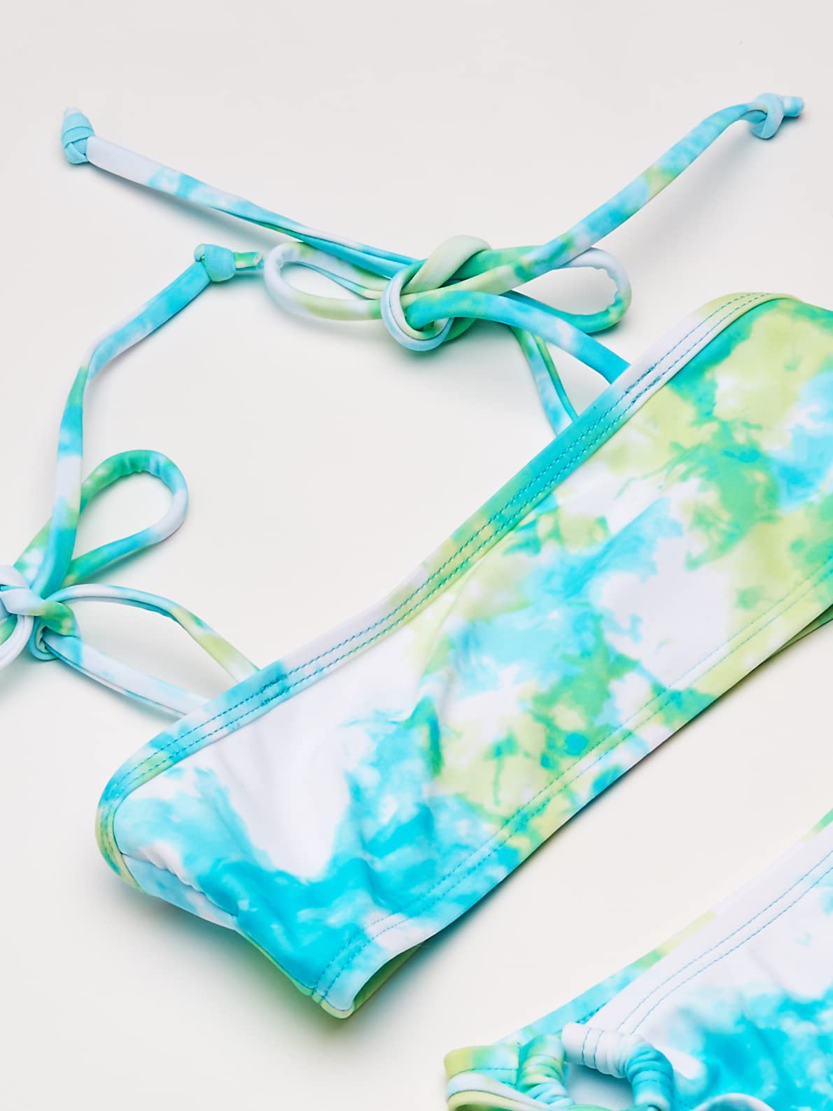 Kanu Surf Girls' Groovy Beach Sport Bandeau Bikini 2-Piece Swimsuit, Seafoam Aqua, 12