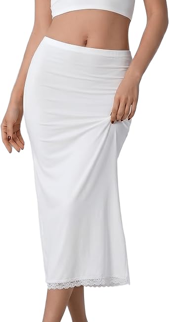 Womens Lace Trim Half Slip Skirt Extender for Under Dresses