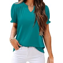 CRAZY GRID Womens Summer Tops Ruffle Short Sleeve 2026 Casual Knit Loose Fit T-Shirt