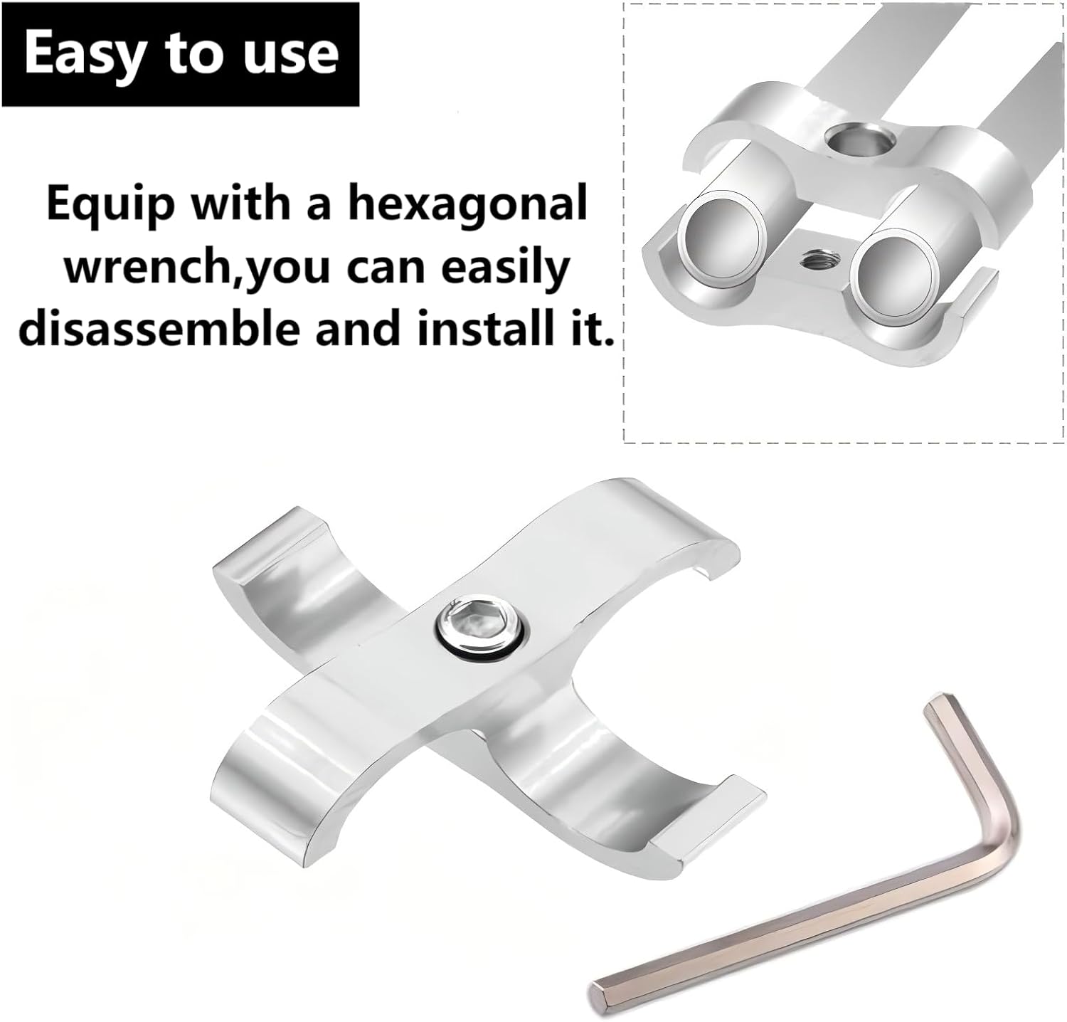 6AN Double-Hole Hose Separator Clamp, Aluminum Hose Fitting Adapter, Fit for 3/8 Fuel, Brake, Water, Gas Line - Silver Pack of 4