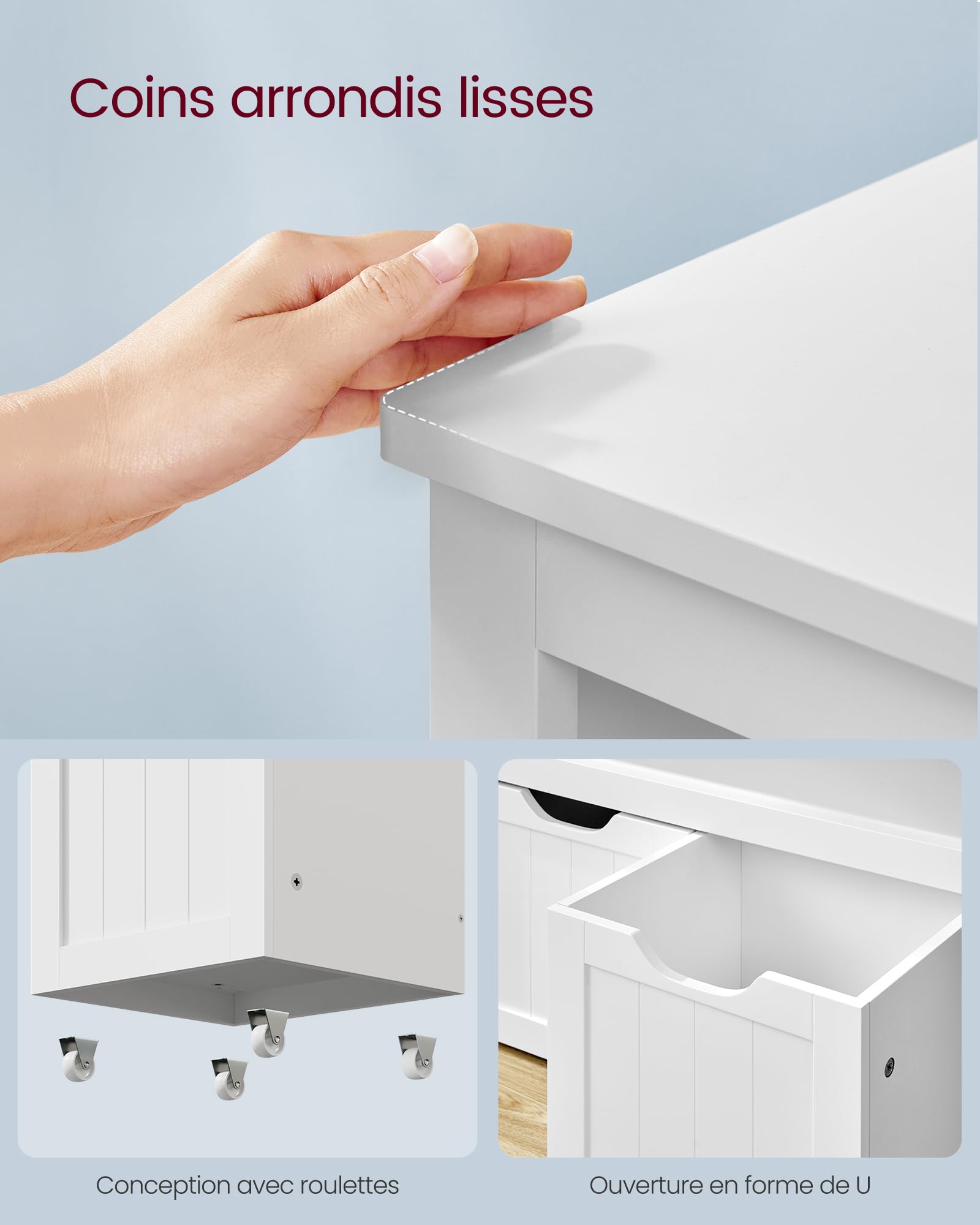 VASAGLE Meuble de Rangement pour Jouets, Étagère pour Enfants, Armoire, Commode, avec 3 Rangements à roulettes, pour Salon, Chambre, Salle de Jeu, 30 x 102 x 60 cm, Blanc Nuage LHS380W01