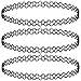 Set Of 3 Girlprops Stretch Tattoo Choker Necklace Hippie Popular in the 80S 90S, Set Of 3 in Black