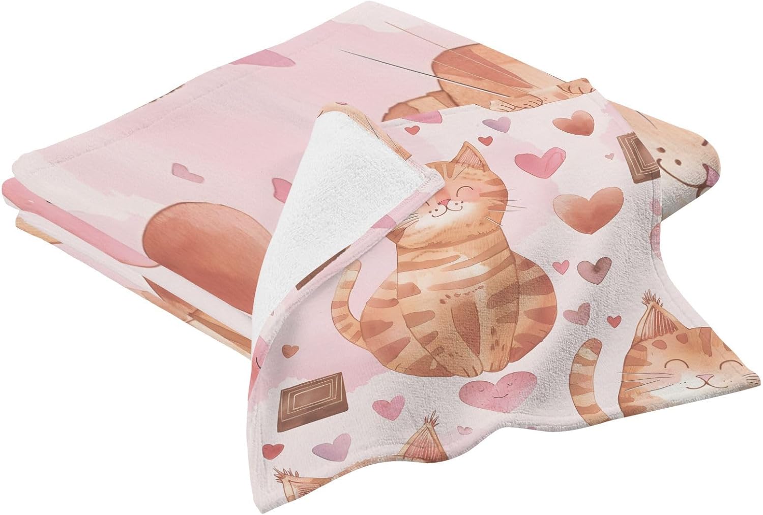 Hand Towels Premium Soft and Highly Absorbent Happy Cat Face 2 Pcs Towels for Bathroom Set 100% Cotton Decorative Face Towels