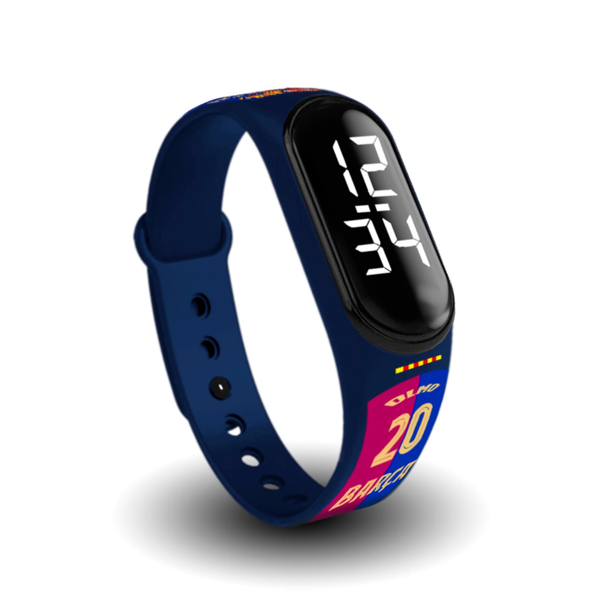 FIT & FUN Correa Oficial FC Barcelona + Reloj Digital Compatible – Resistente al Agua, Reloj Deportivo con Funciones de Calendario, Diseño Oficial del Barça