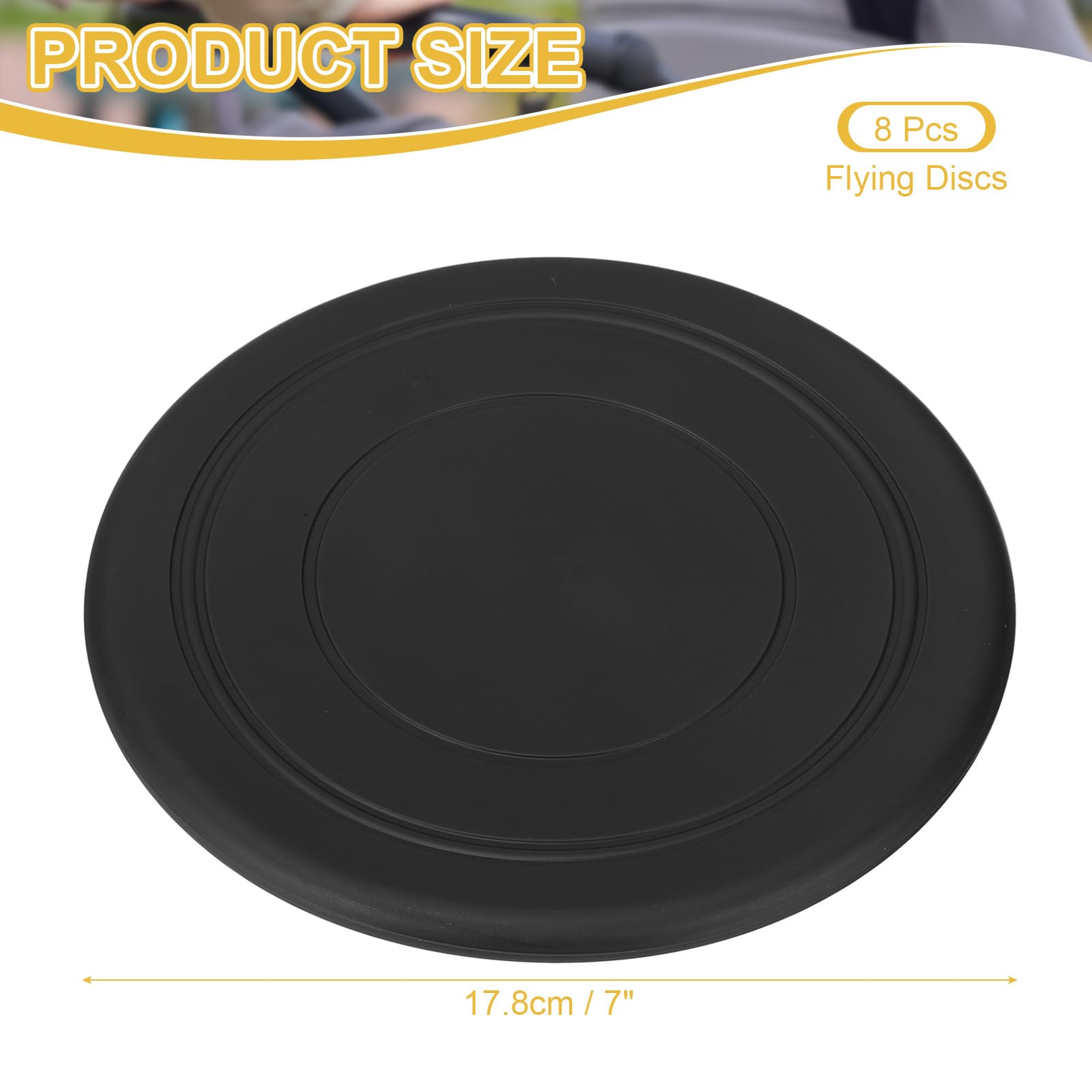 PATIKIL Flying Disc 7 Inch, 8 Pack Soft Silicone Colorful Flying Disk Flyer for Outdoor Sports Lawn Games, Black