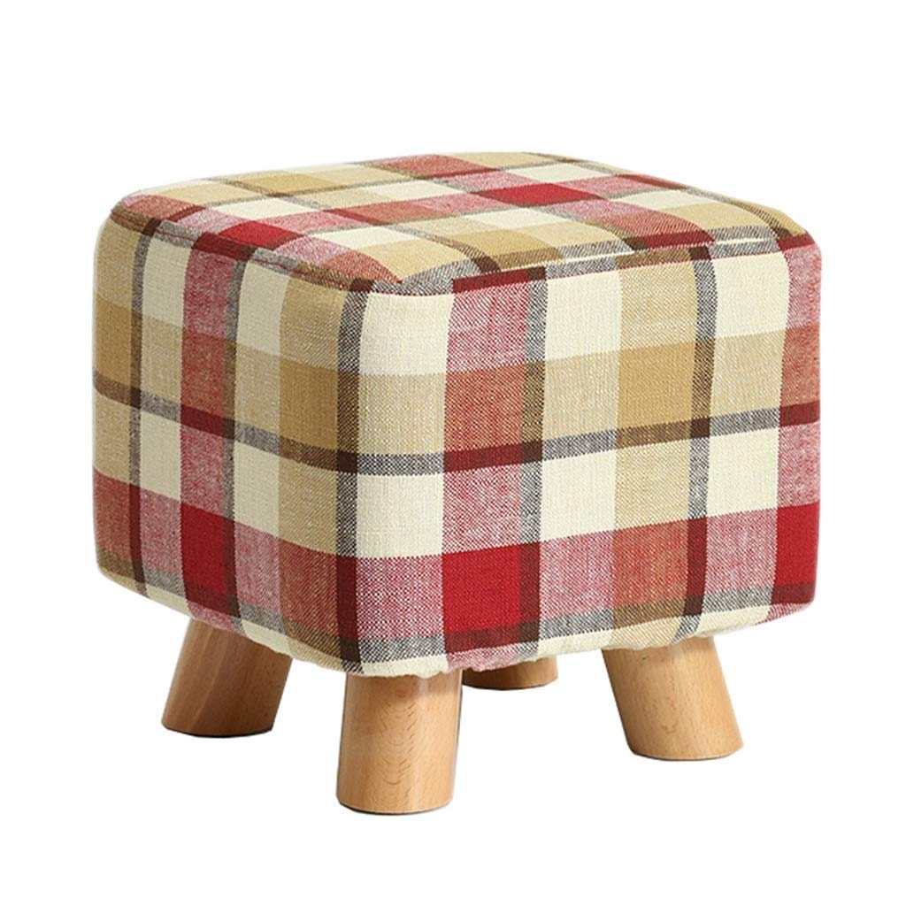 Repose-pieds carré créatif en bois massif avec assise rembourrée premium