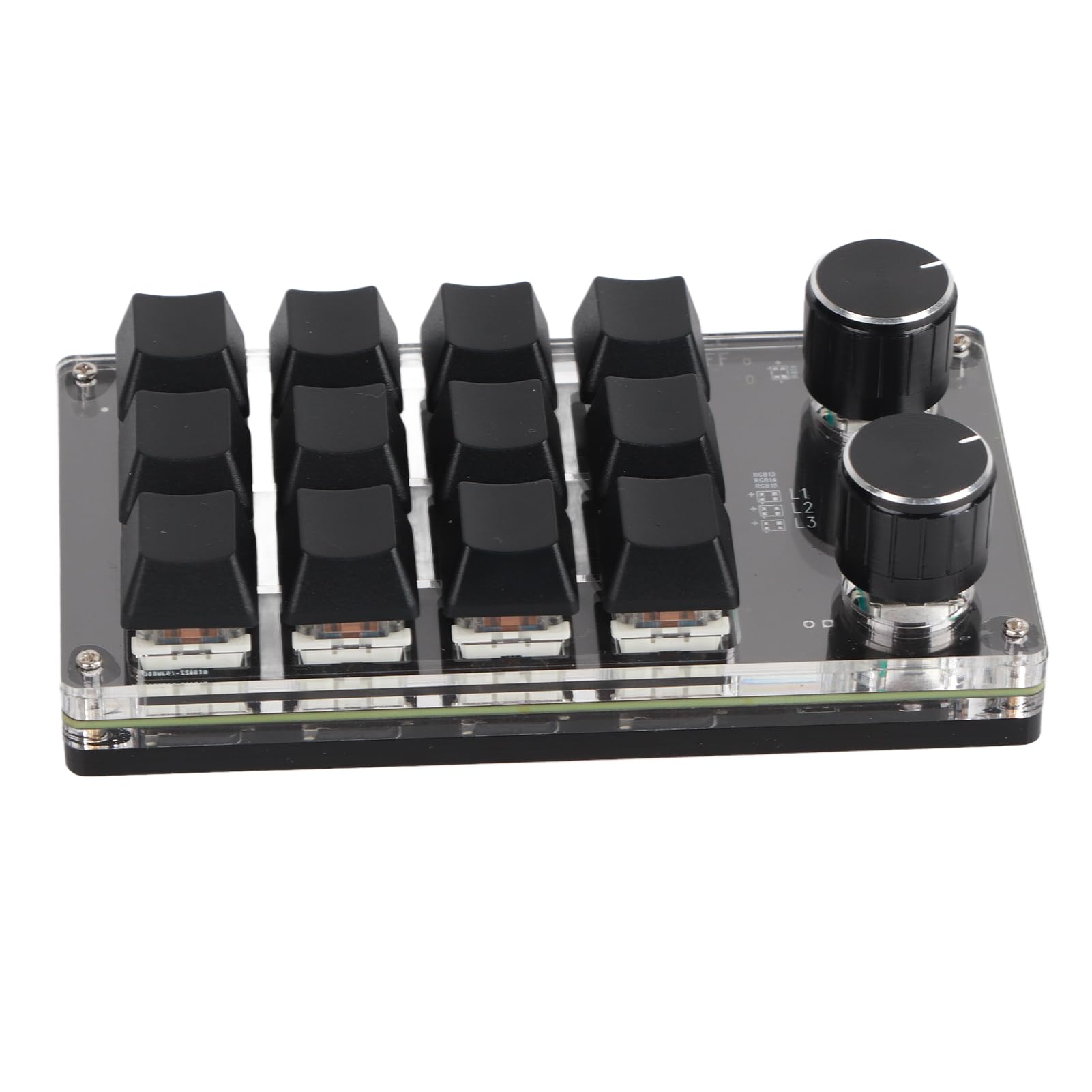 Clavier Macro Programmable, 2 Boutons Bleu Commutateur Noir 12 Touches Mini Clavier avec RVB pour Jeux de Bureau Musique Média