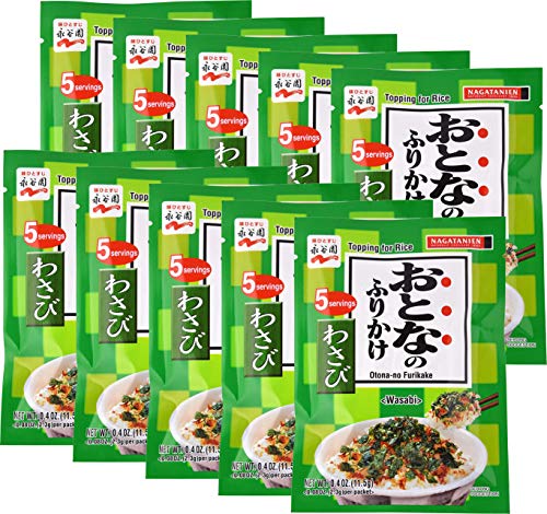 Nagatanien Otona no Furikake Wasabi 5pcs Wasabi Flavor 0.4oz (10 Pack)