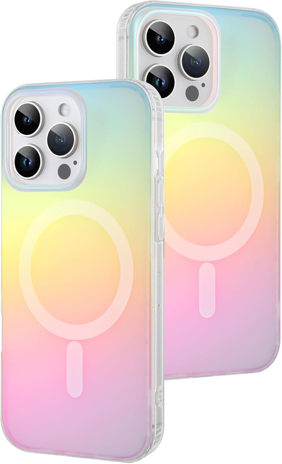 aigomara magnetic for iphone 13 pro max case [compatible with magsafe] [fluorescent holographic iridescent] slim shockproof matte protective phone cover for women girls 6.7 inch 13 pro max-holographic iridescent