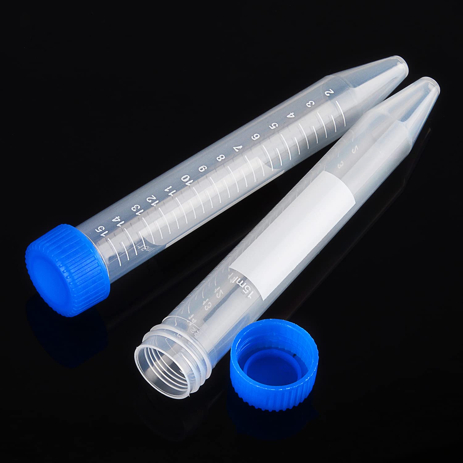 stonylab Micro Provette per Centrifughe, Plastica Trasparente Graduata di Polipropilene da 15ml con Tappo Piatto, Provette da Laboratorio Conical Centrifuge Tubes (15ml, 50 Packs)
